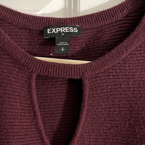 Express Burgundy Knit Cutout Sweater - Picture 3 of 4